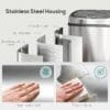 71decrjiFpL._SL1500_ HOMCOM 50L Sensor Bin with Soft-Close Lid Automatic Kitchen Bin Silver Tone Electronic Touchless Motion Sensor