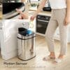 81nMuxDc-eL._SL1500_ HOMCOM 50L Sensor Bin with Soft-Close Lid Automatic Kitchen Bin Silver Tone Electronic Touchless Motion Sensor