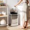 81pmPa0fjqL._SL1500_ HOMCOM 50L Sensor Bin with Soft-Close Lid Automatic Kitchen Bin Silver Tone Electronic Touchless Motion Sensor